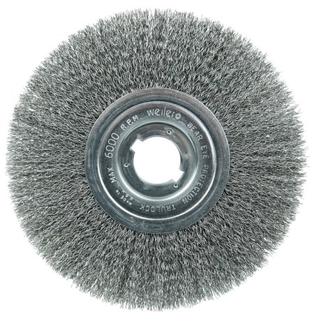 WEILER 8" Narrow Face Crimped Wire Wheel, .014" Steel Fill, 1-1/4" Arbor Hole 1179
